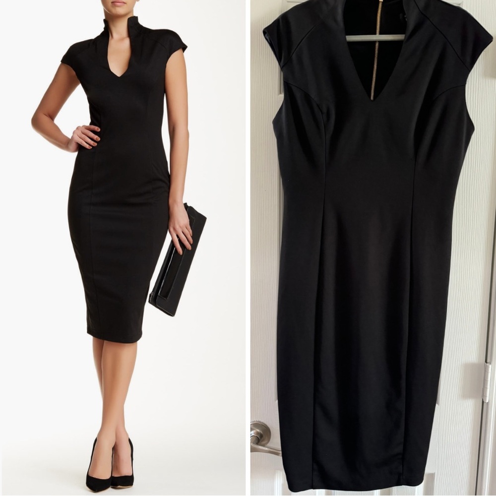 💃 Alexia Admor - Cap Sleeve Midi Dress - Black - Size Large 💃